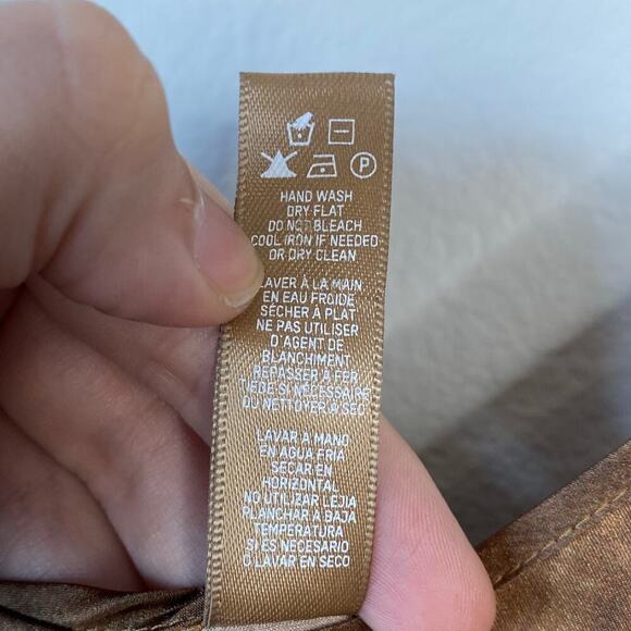 SKIMS Silk Slip Dress High Slit Nude Print Brown Size XS Elegant Party Sexy - Picture 7 of 7